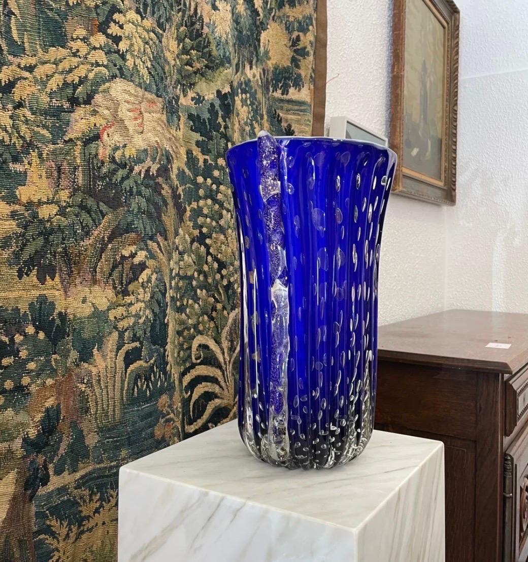 20th Century 1990s Italian Murano Cobalt Blue Vase  For Sale