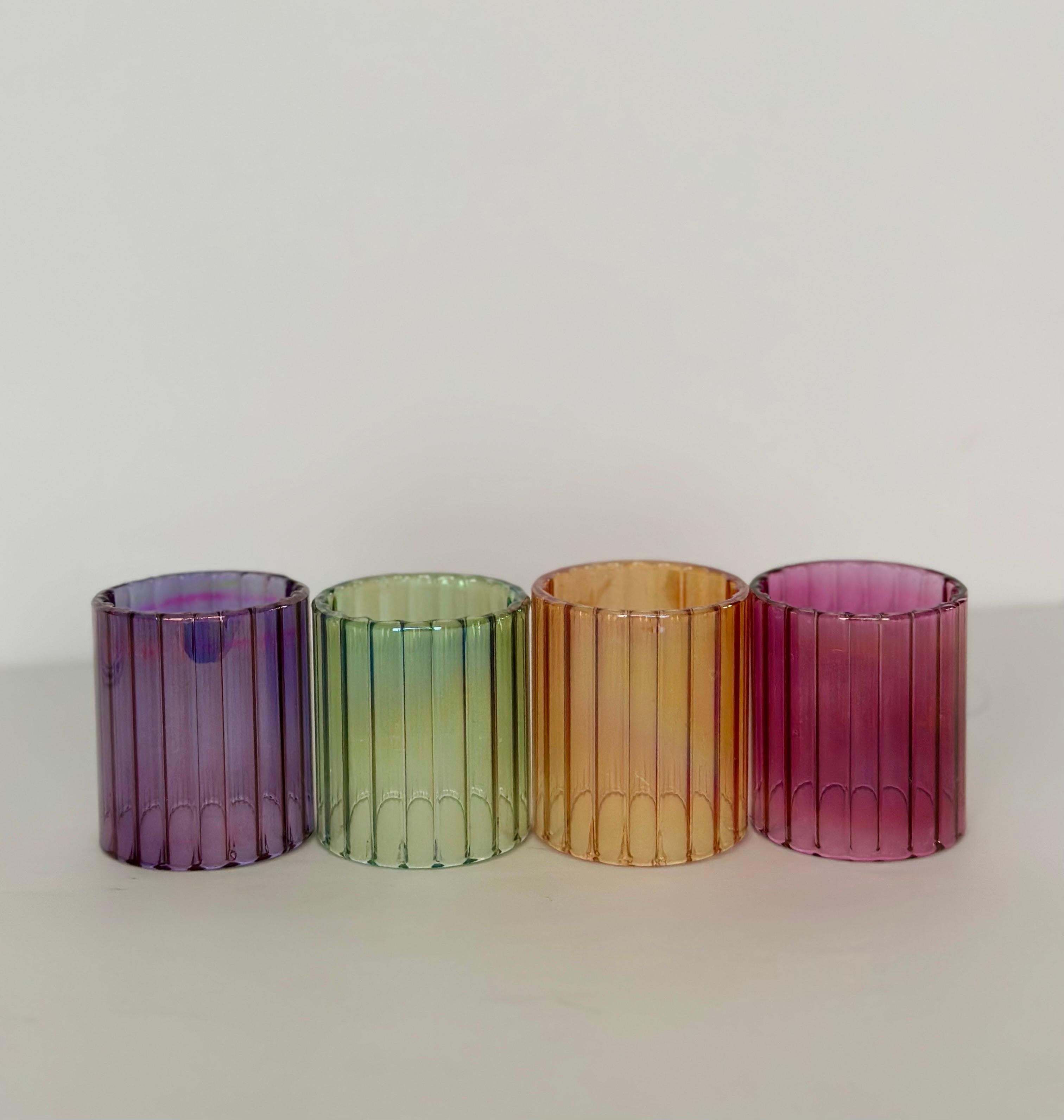 Late 20th Century 1990s Italian Neiman Marcus Handblown Glass Napkin Rings – Set of 4 