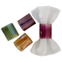 1990s Italian Neiman Marcus Handblown Glass Napkin Rings – Set of 4