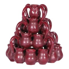 1990s Italian Raisin Glazed Ceramic Cluster Vase Sculpture, Contemporary Art Pot