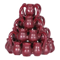 1990s Italian Raisin Glazed Ceramic Cluster Vase Sculpture, Contemporary Art Pot