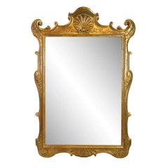 1990s Italian Rococo-Style Hand-Carved Mirror with Shell Motif and Gold Gilt