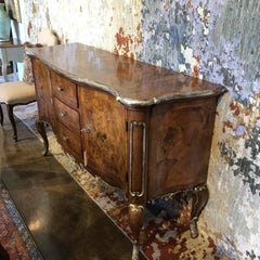1990s Italian Shaped Server with Oyster Walnut Inlay, Rosewood Stringing & Silve