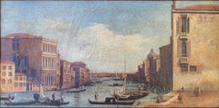 1990s Italian Venetian Framed Oil on Canvas Painting with Craquelure