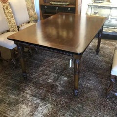 1990s Italian Walnut Rectangular Dining Table with Hand Carved Fluted Apron