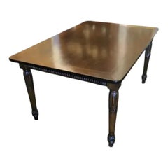 1990s Italian Walnut Rectangular Dining Table with Hand Carved Fluted Apron