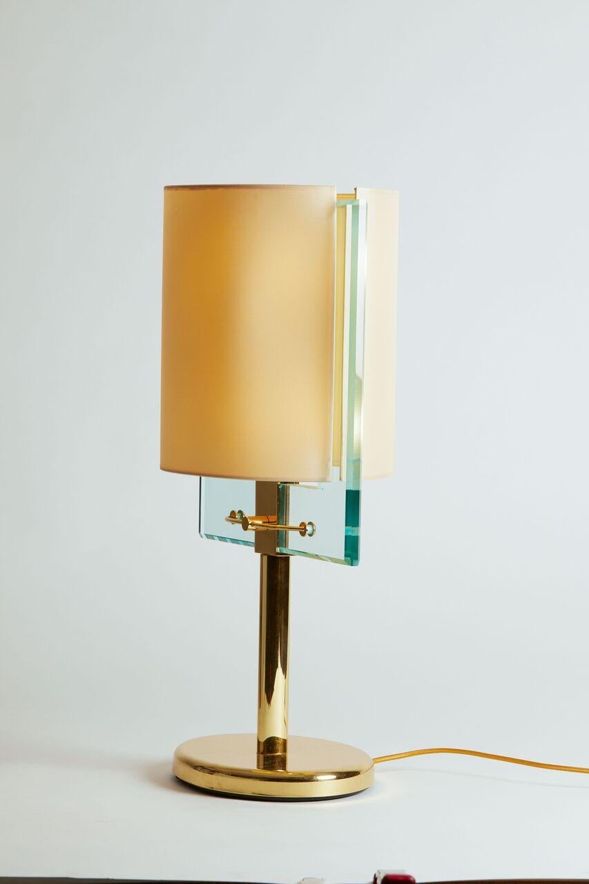 Italian 1990's Italy Nathalie Grenon for Fontana Arte Brass and Glass Table Lamp