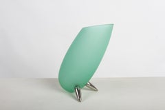 1990s Ivan Baj for Arcade Murano Italy "Vento" Chromed Steel & Satin Glass Vase
