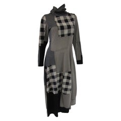 1990s Ivan Grundahl Grey and Black Patchwork Stretch Maxi Dress