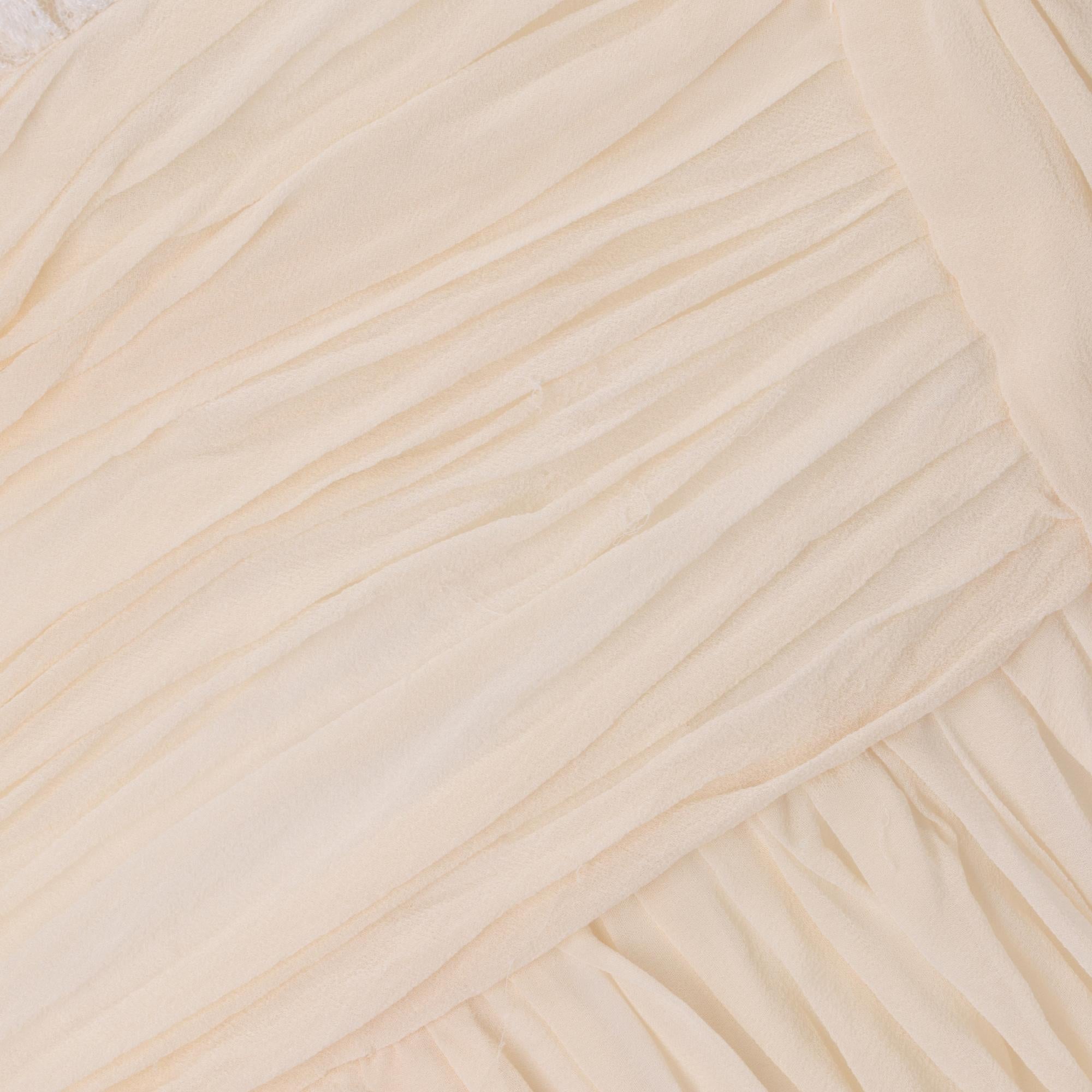 1990er Elfenbeinfarbenes gerafftes Meerjungfrau-Brautkleid im Angebot 5