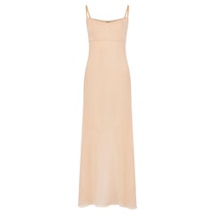 1990s Jacques Azagury Nude Chiffon Evening Slip Dress