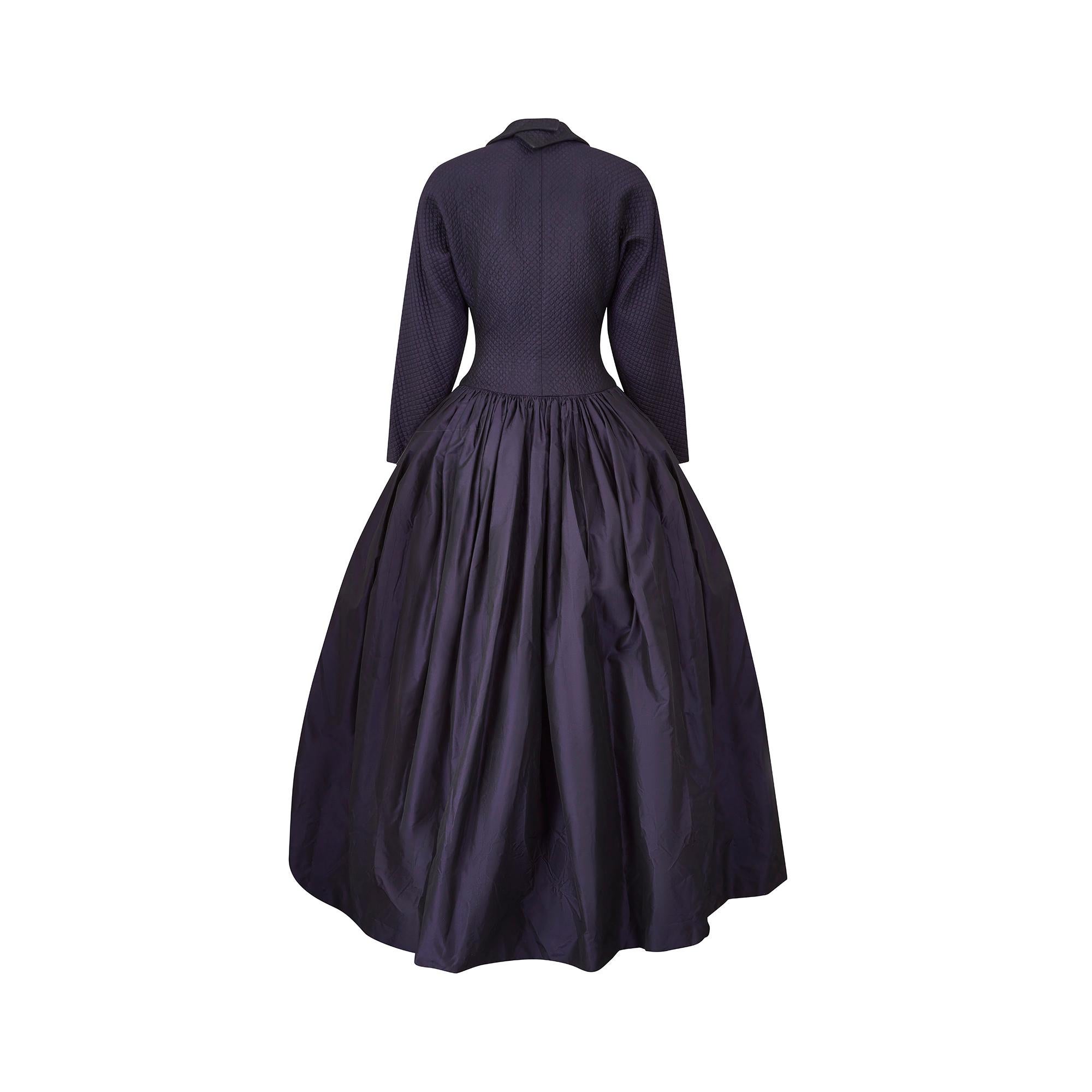 1990s Jacques Azagury Purple Taffeta Victorian Inspired Dress In Excellent Condition For Sale In London, GB