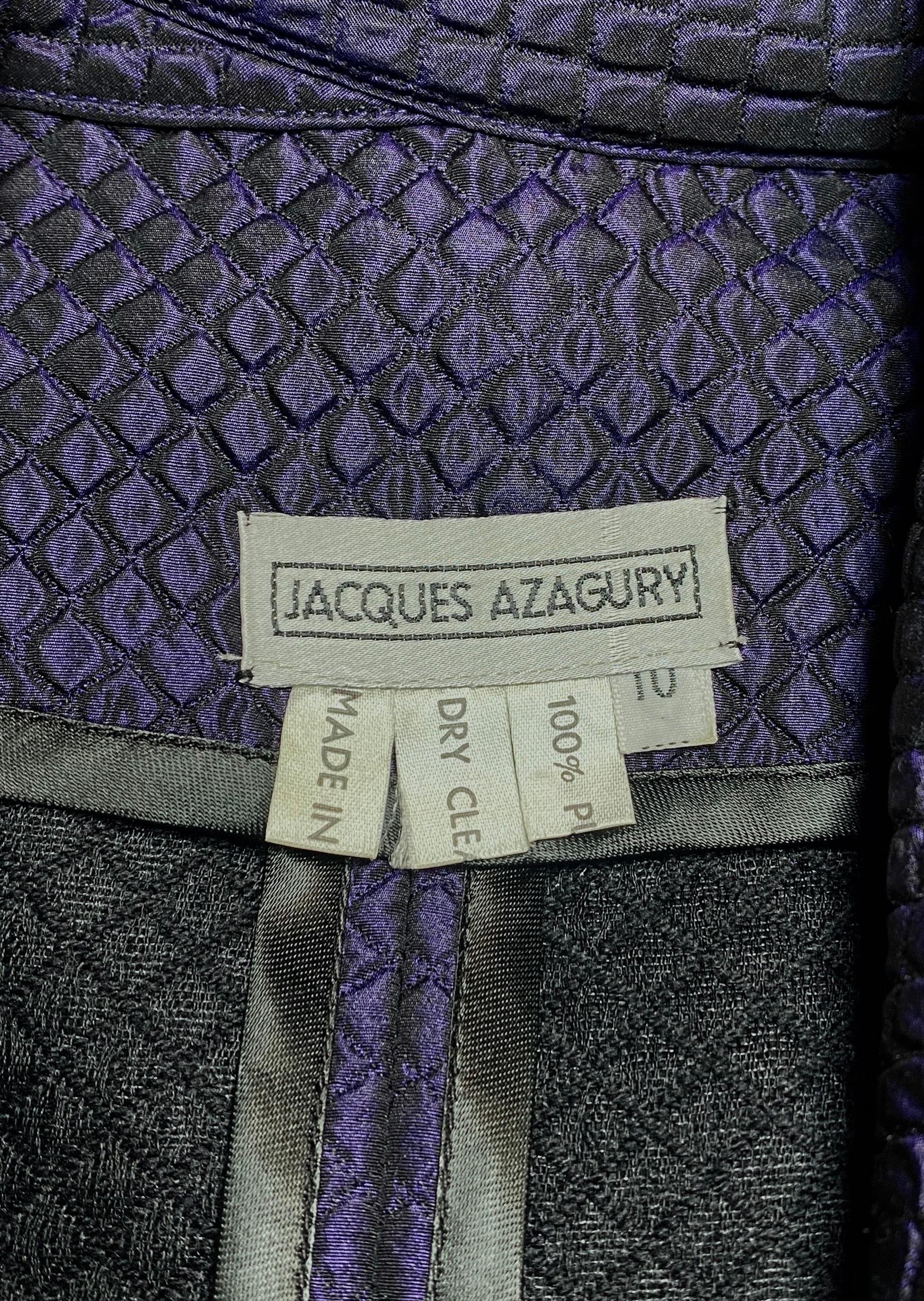 1990s Jacques Azagury Purple Taffeta Victorian Inspired Dress For Sale 1