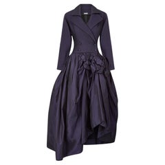 Retro 1990s Jacques Azagury Purple Taffeta Victorian Inspired Dress