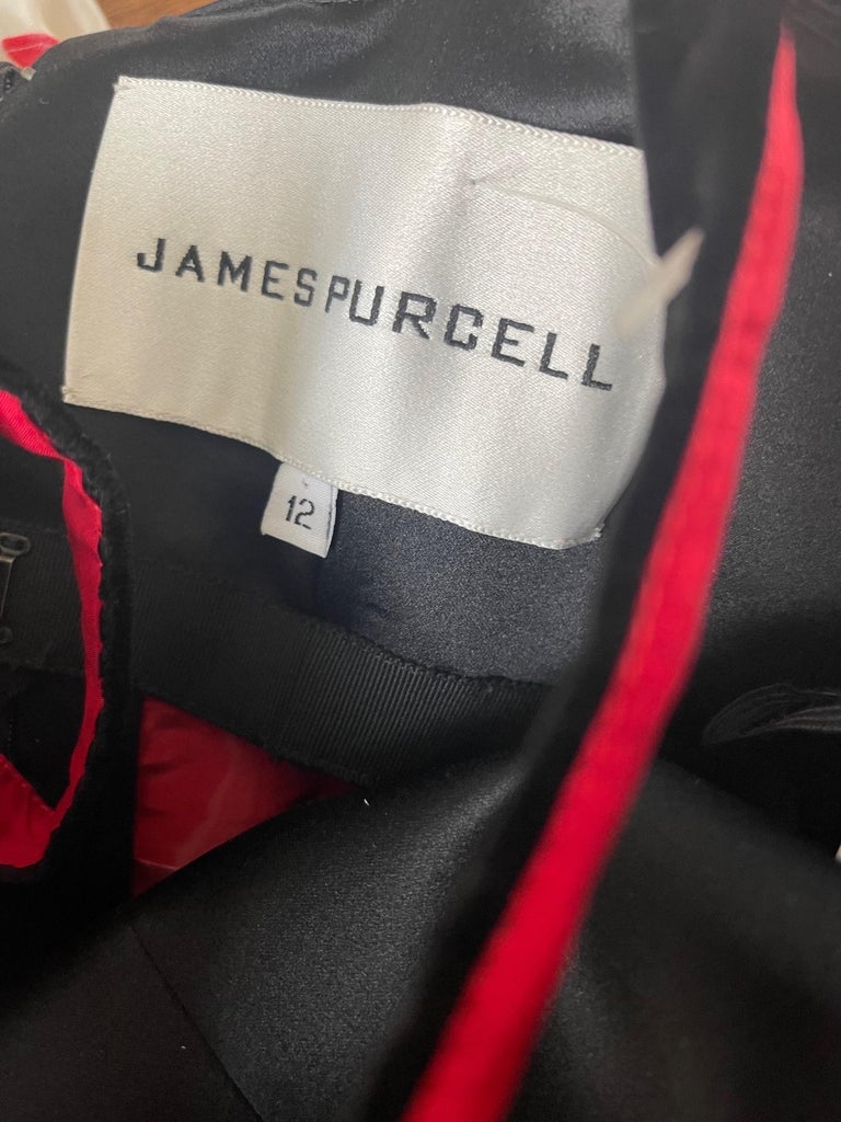 1990s James Purcell Size 10 / 12 Black Velvet Cut Out Red Taffeta Plaid Dress In Excellent Condition For Sale In San Diego, CA