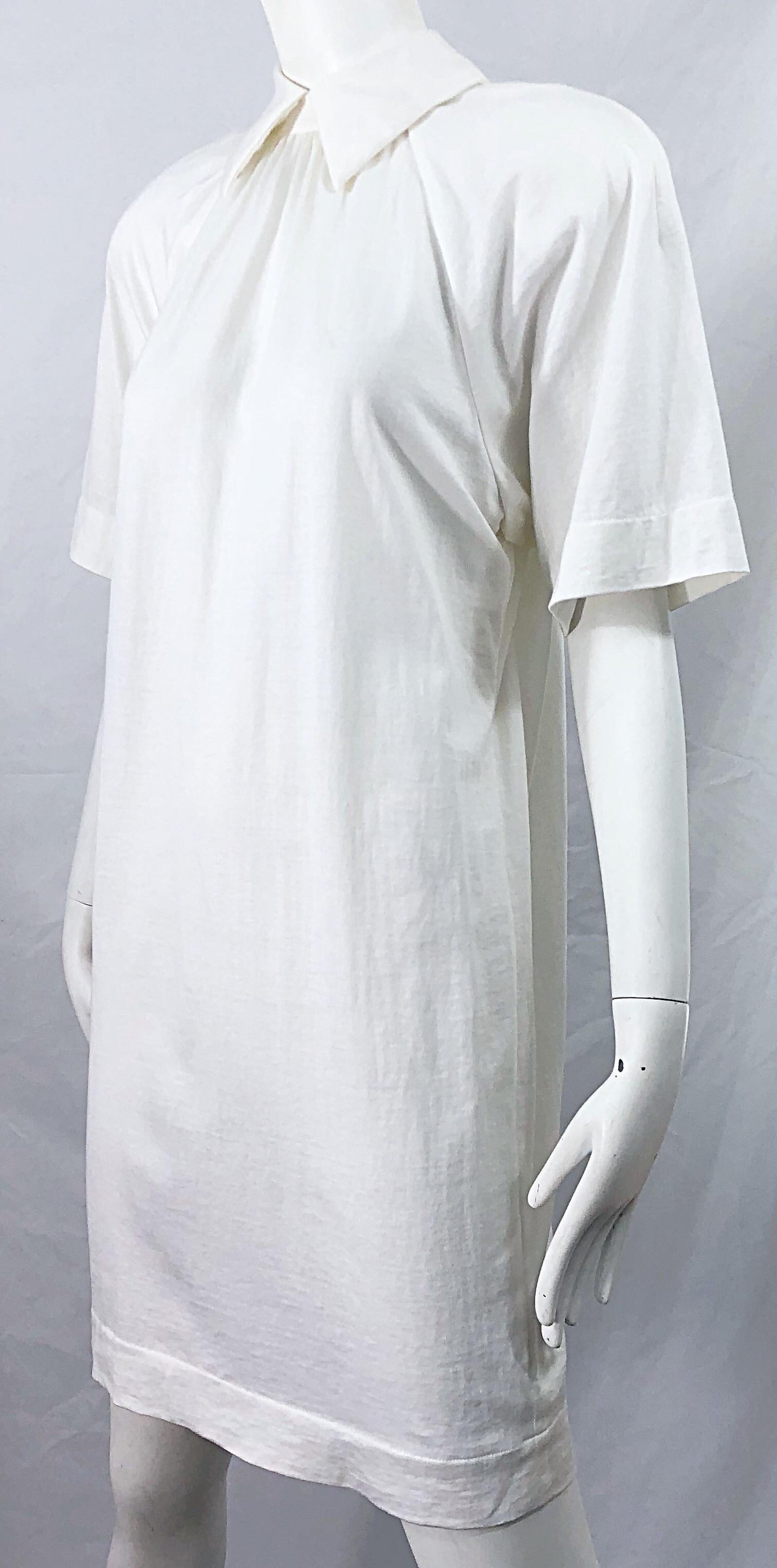 1990s James Purcell Size 6 / 8 White Cotton Vintage 90s T-Shirt Dress 2