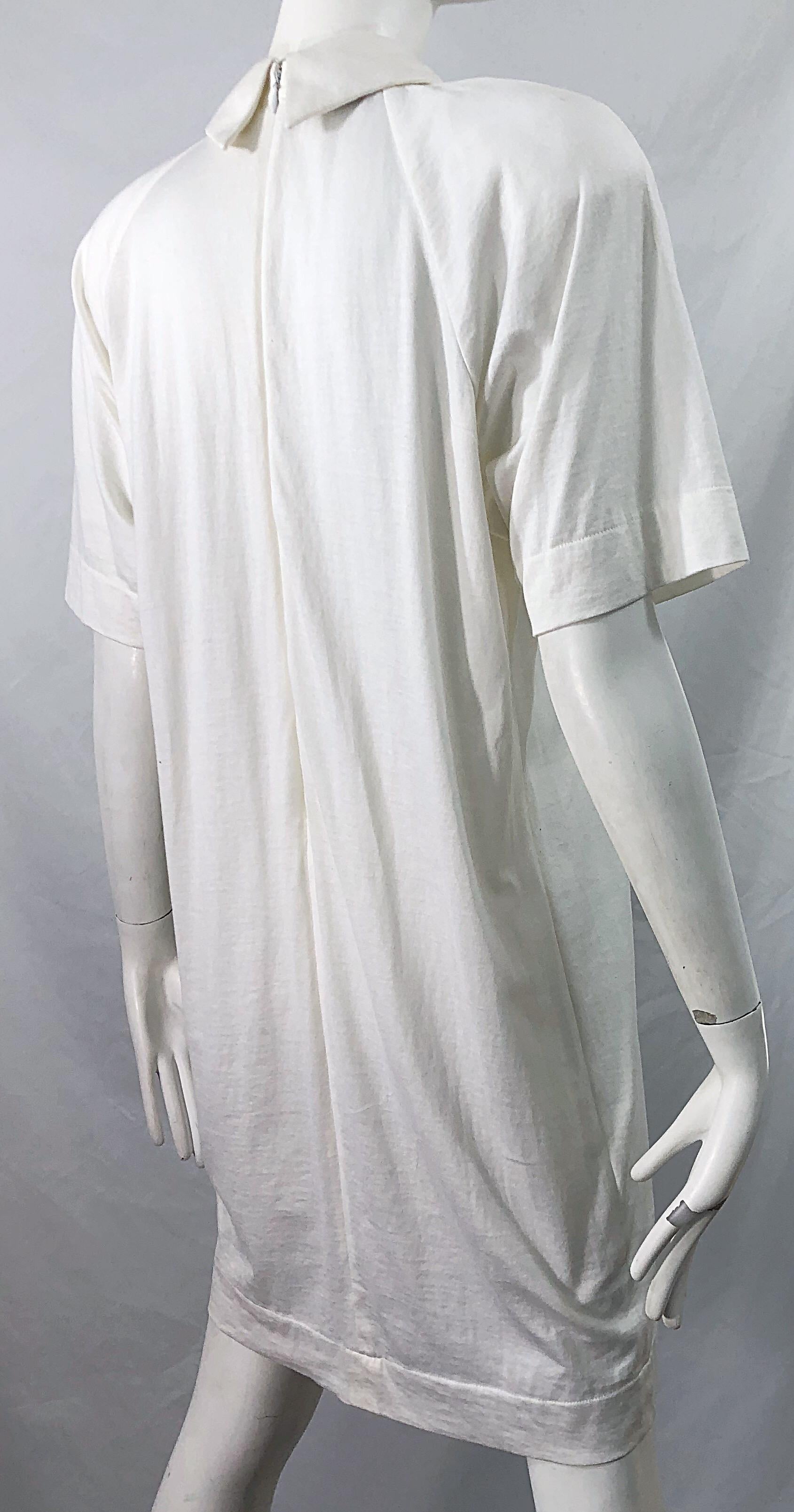 1990s James Purcell Size 6 / 8 White Cotton Vintage 90s T-Shirt Dress 3