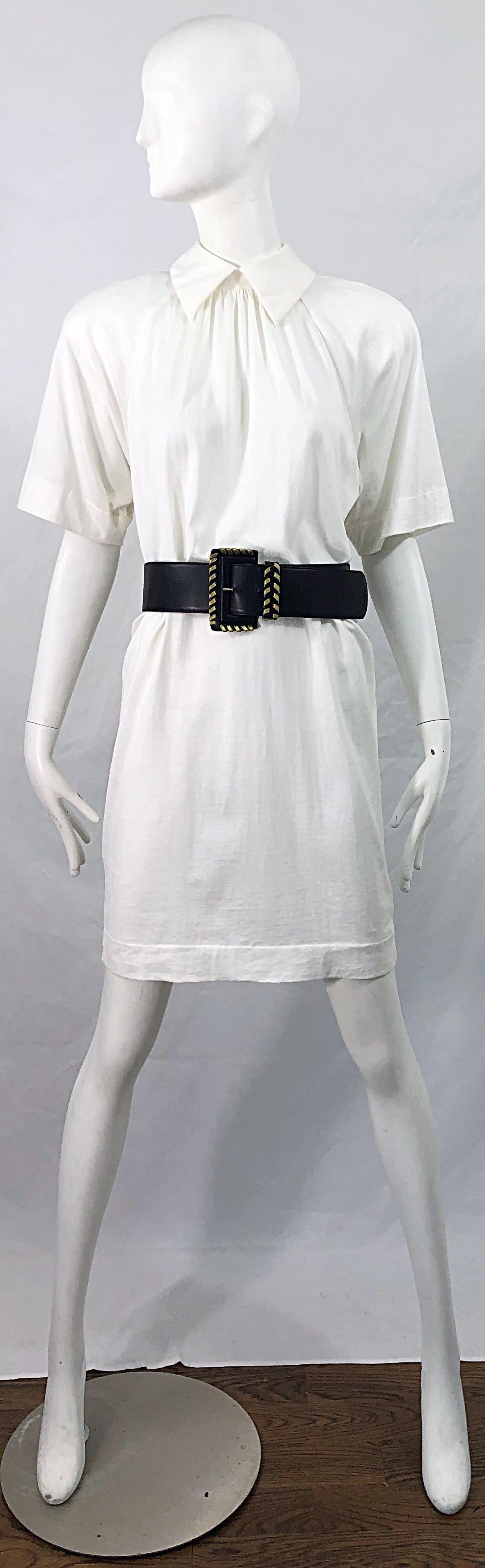 1990s James Purcell Size 6 / 8 White Cotton Vintage 90s T-Shirt Dress 4