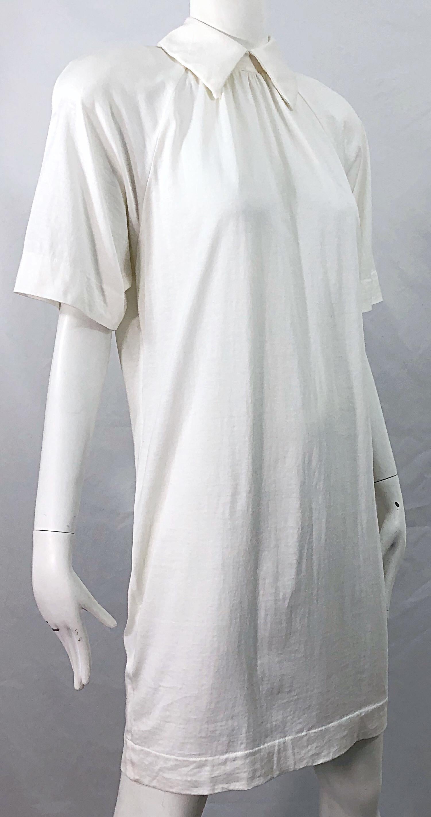 1990s James Purcell Size 6 / 8 White Cotton Vintage 90s T-Shirt Dress 5