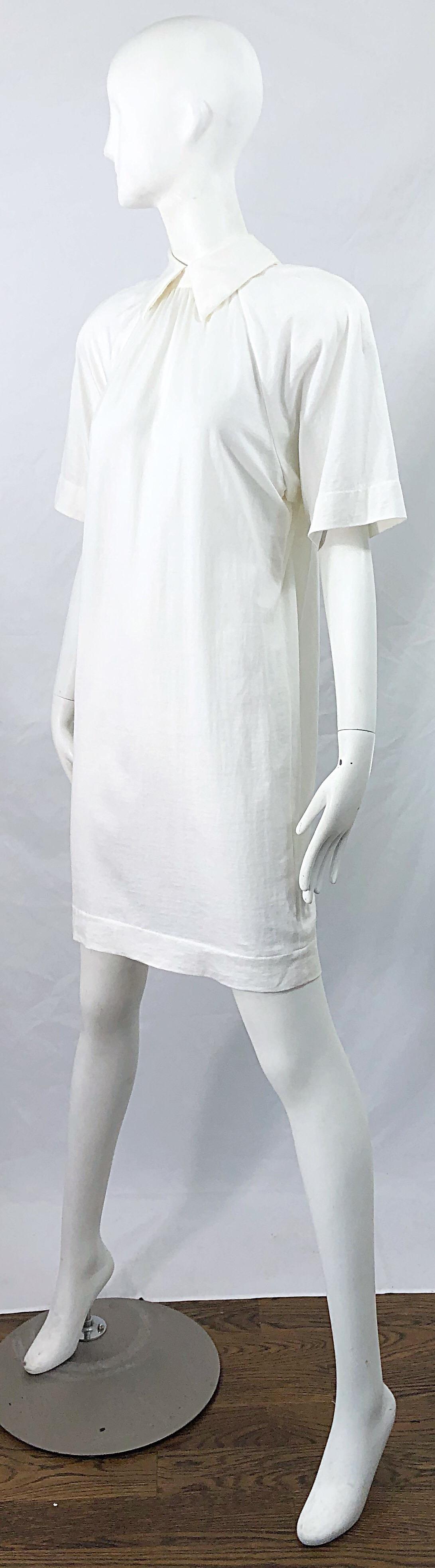 1990s James Purcell Size 6 / 8 White Cotton Vintage 90s T-Shirt Dress 6