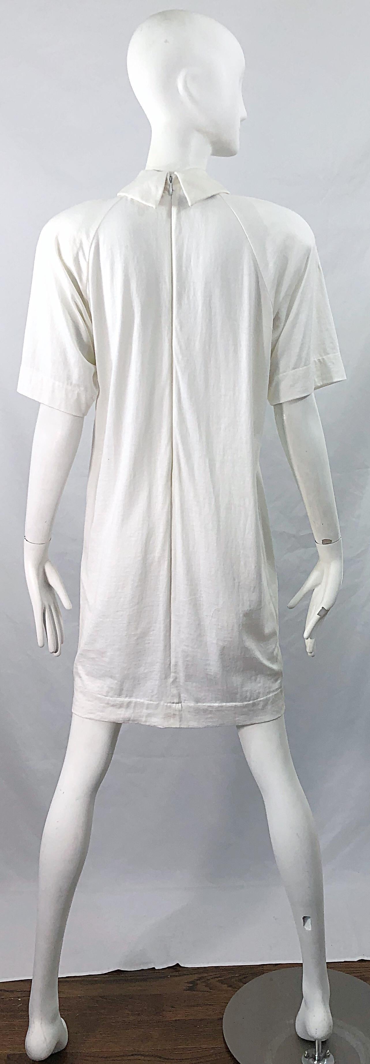 1990s James Purcell Size 6 / 8 White Cotton Vintage 90s T-Shirt Dress 7