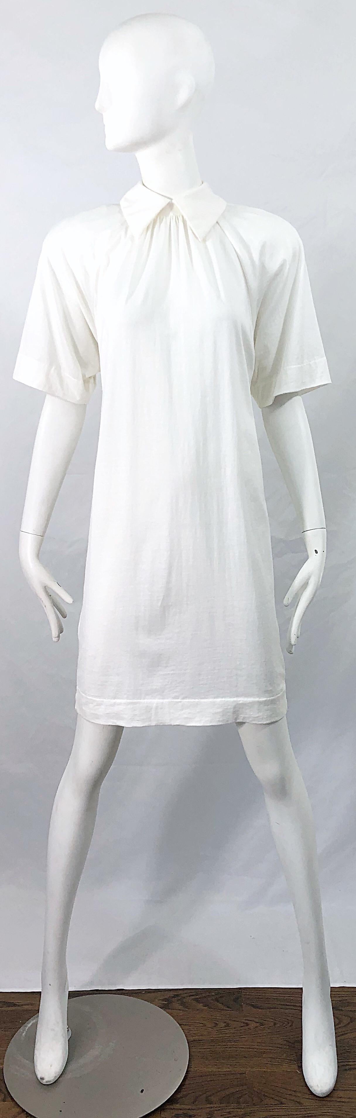 1990s James Purcell Size 6 / 8 White Cotton Vintage 90s T-Shirt Dress 8