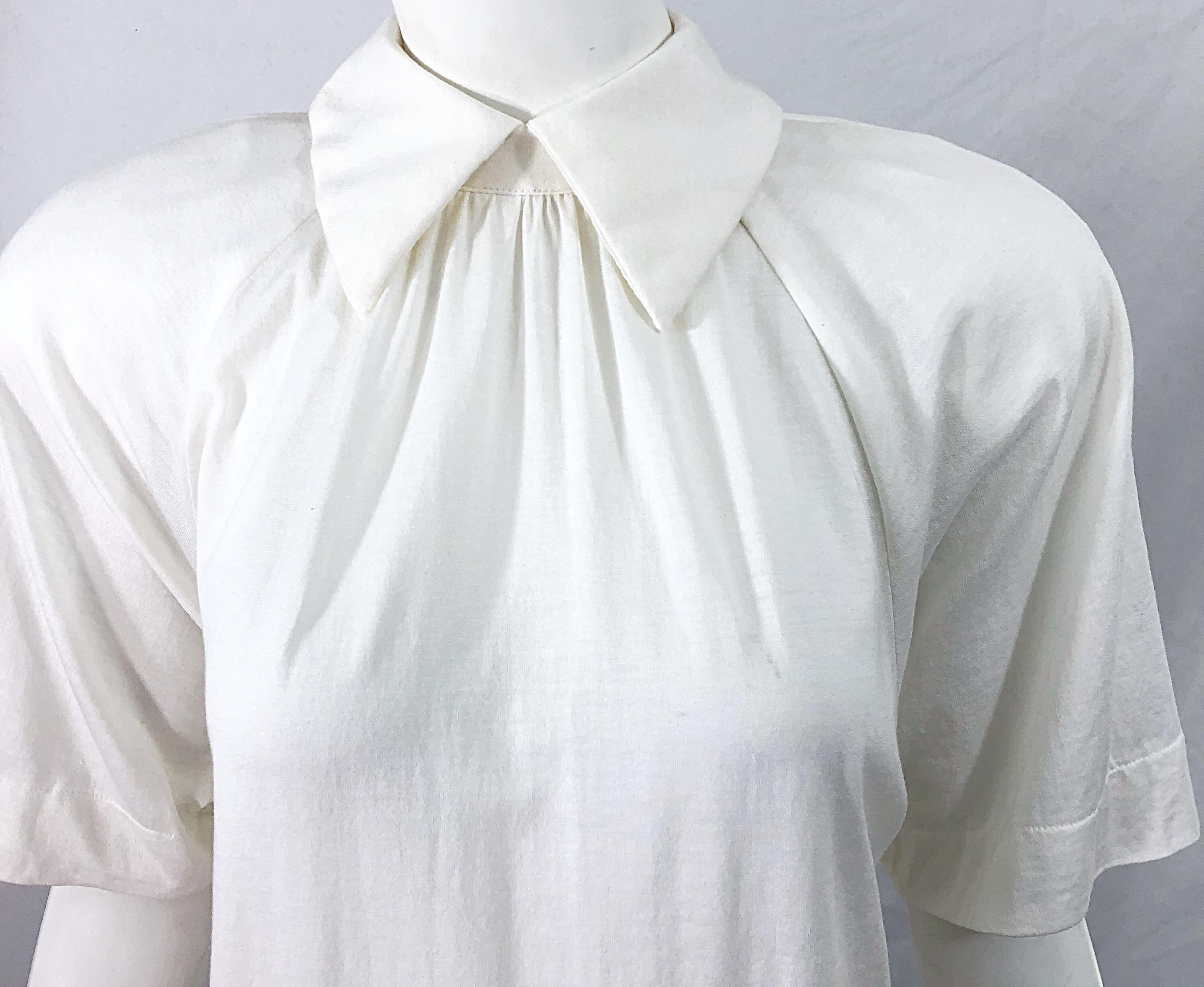 1990s James Purcell Size 6 / 8 White Cotton Vintage 90s T-Shirt Dress In Excellent Condition In San Diego, CA