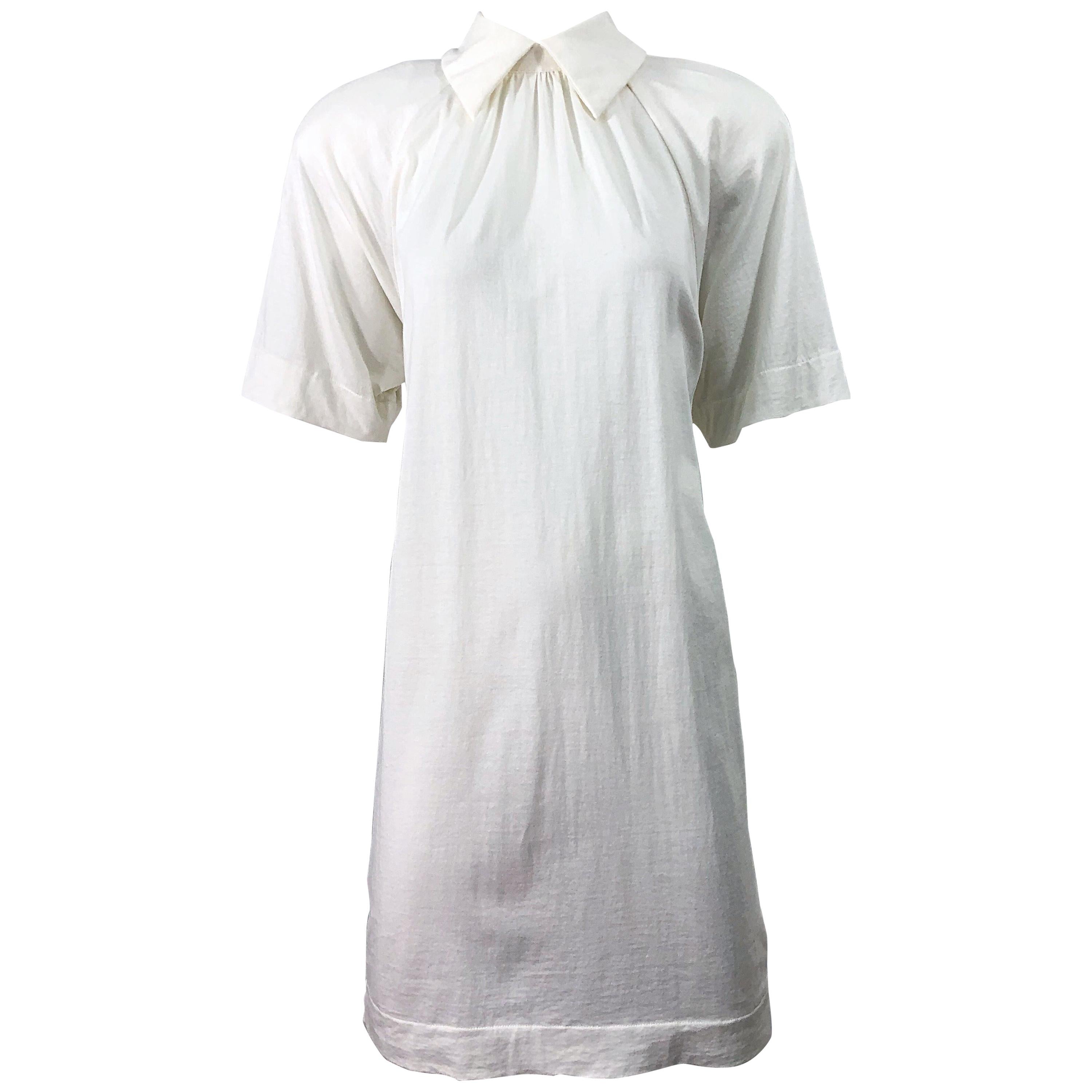 1990s James Purcell Size 6 / 8 White Cotton Vintage 90s T-Shirt Dress