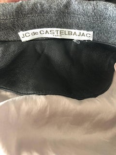 1990s Jean Charles de Castelbajac Gray Black Wool and Leather Blazer Jacket