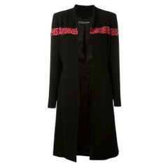 1990s Jean Louis Scherrer Black And Red Wool Coat