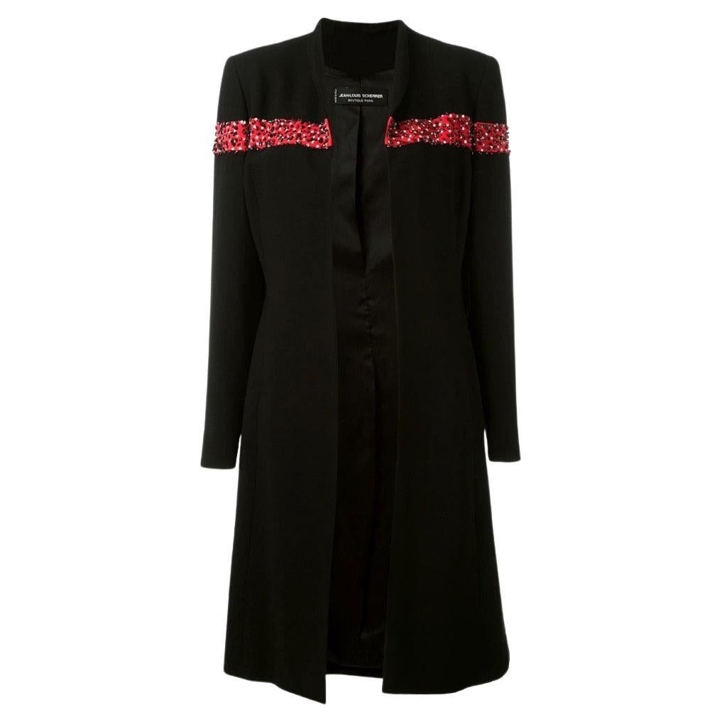 1990s Jean Louis Scherrer Black And Red Wool Coat