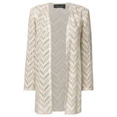 1990s Jean Louis Scherrer Vintage beige and ivory knitted cardigan