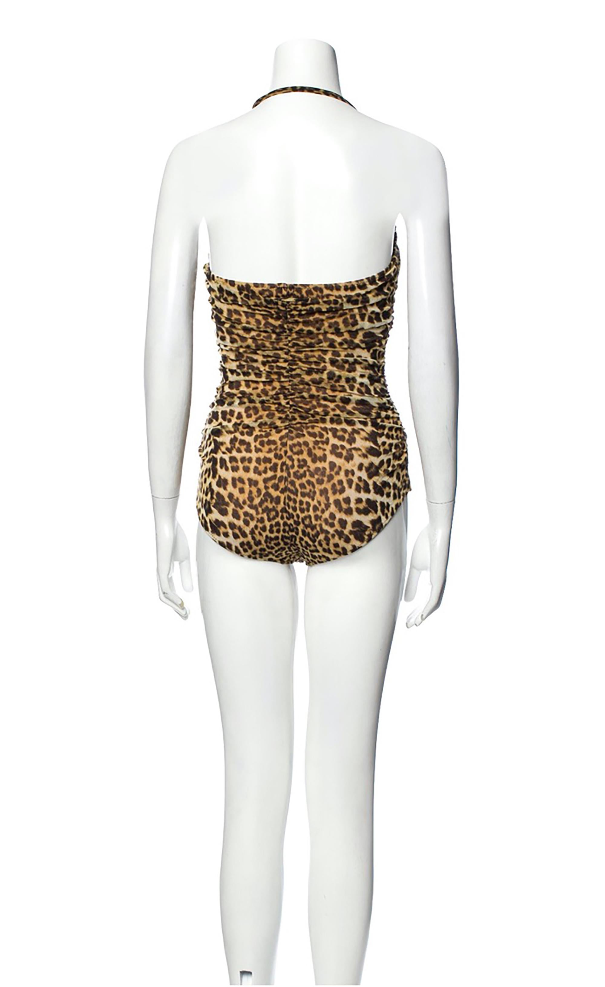 Black 1990s Jean Paul Gaultier Animal Print Bathing Suit