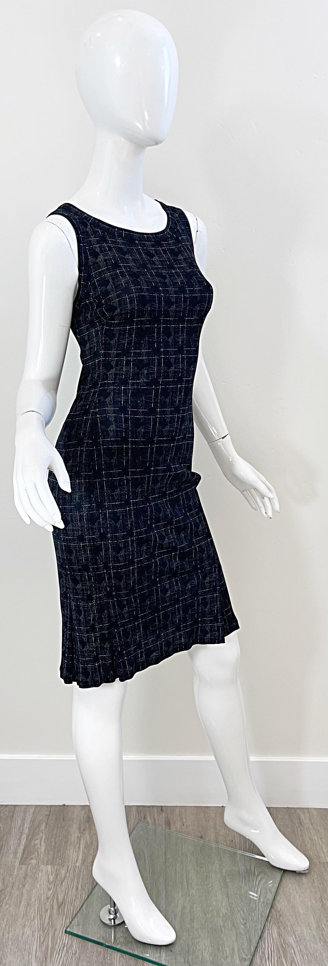 1990s Jean Paul Gaultier Barbwire Print Size 6 Black Vintage 90s Dress For Sale 6