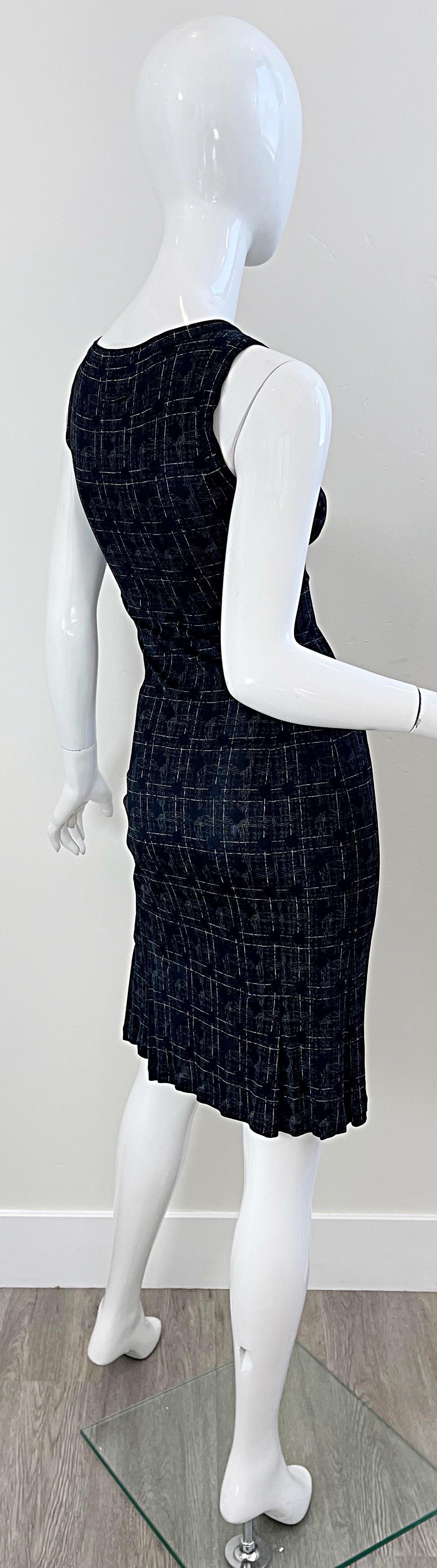 1990s Jean Paul Gaultier Barbwire Print Size 6 Black Vintage 90s Dress For Sale 8