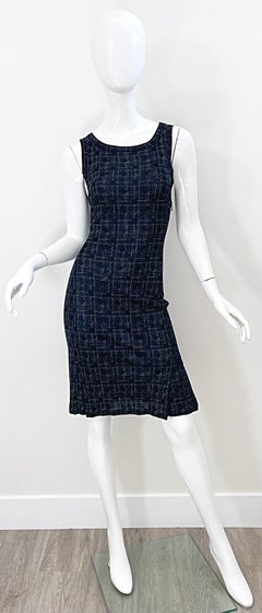 1990s Jean Paul Gaultier Barbwire Print Size 6 Black Vintage 90s Dress