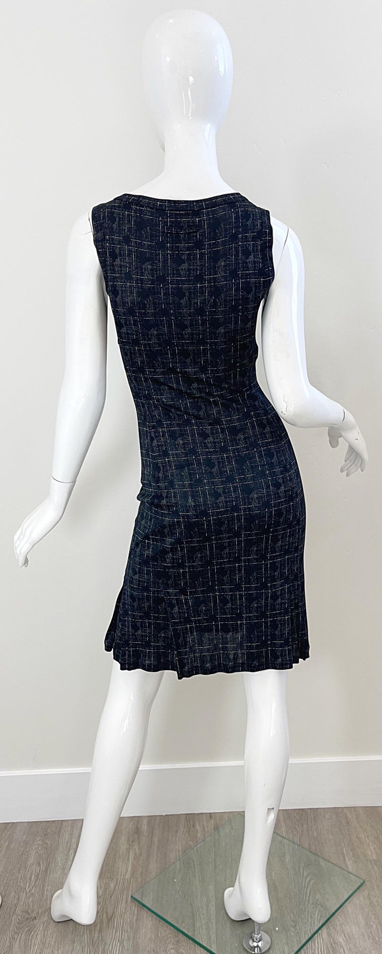 1990s Jean Paul Gaultier Barbwire Print Size 6 Black Vintage 90s Dress ...