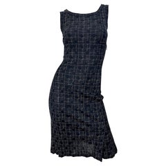 1990s Jean Paul Gaultier Barbwire Print Size 6 Black Vintage 90s Dress