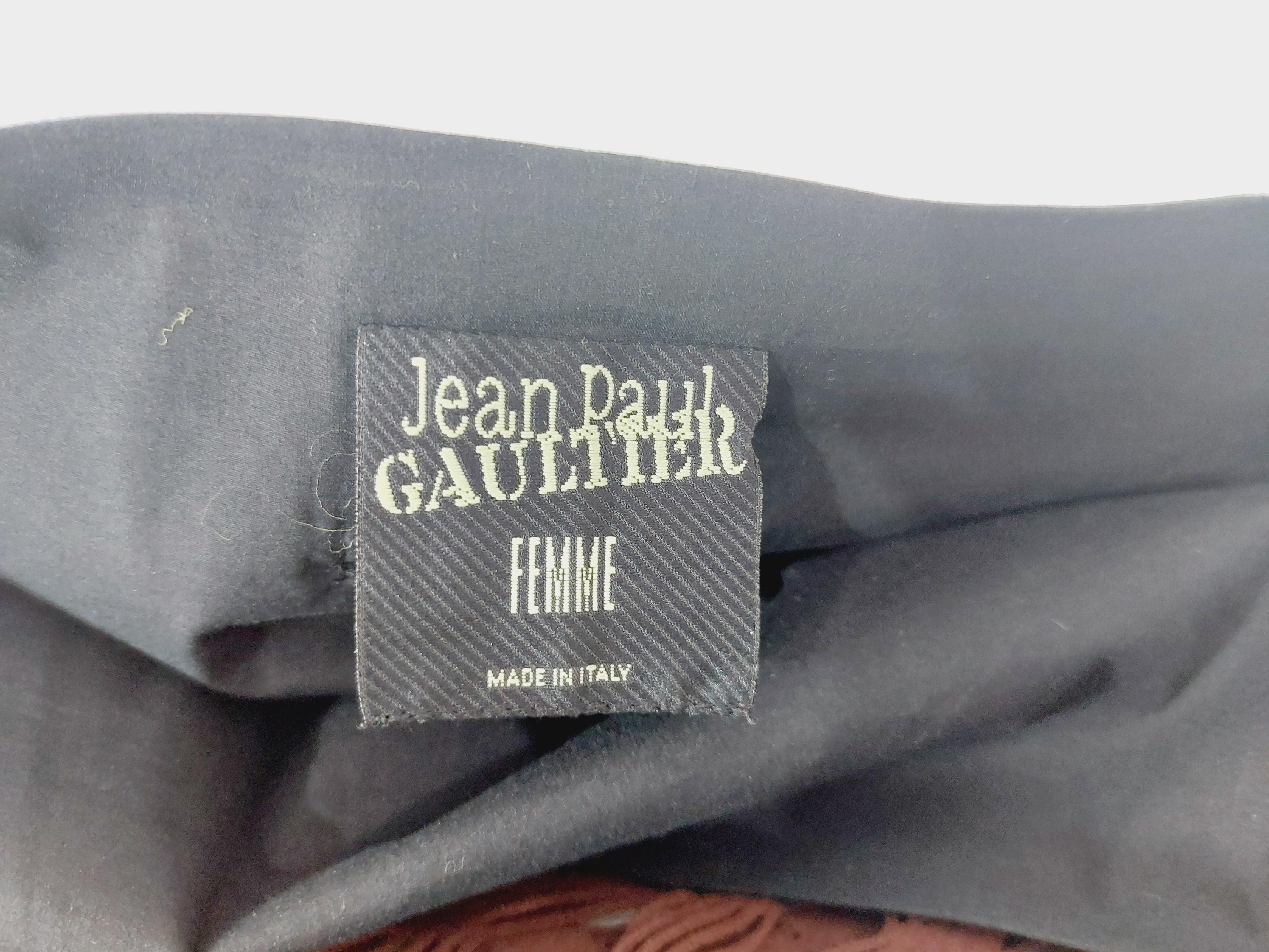 1990's Jean Paul Gaultier Black and Beige Strap With Net Panel Avantgarde Dress 10
