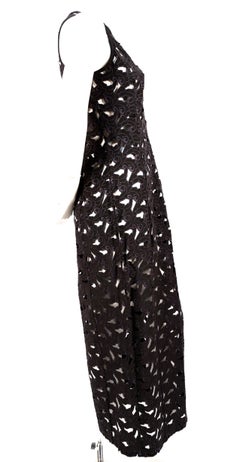 1990's JEAN PAUL GAULTIER black broderie anglaise cutout dress with side zipper