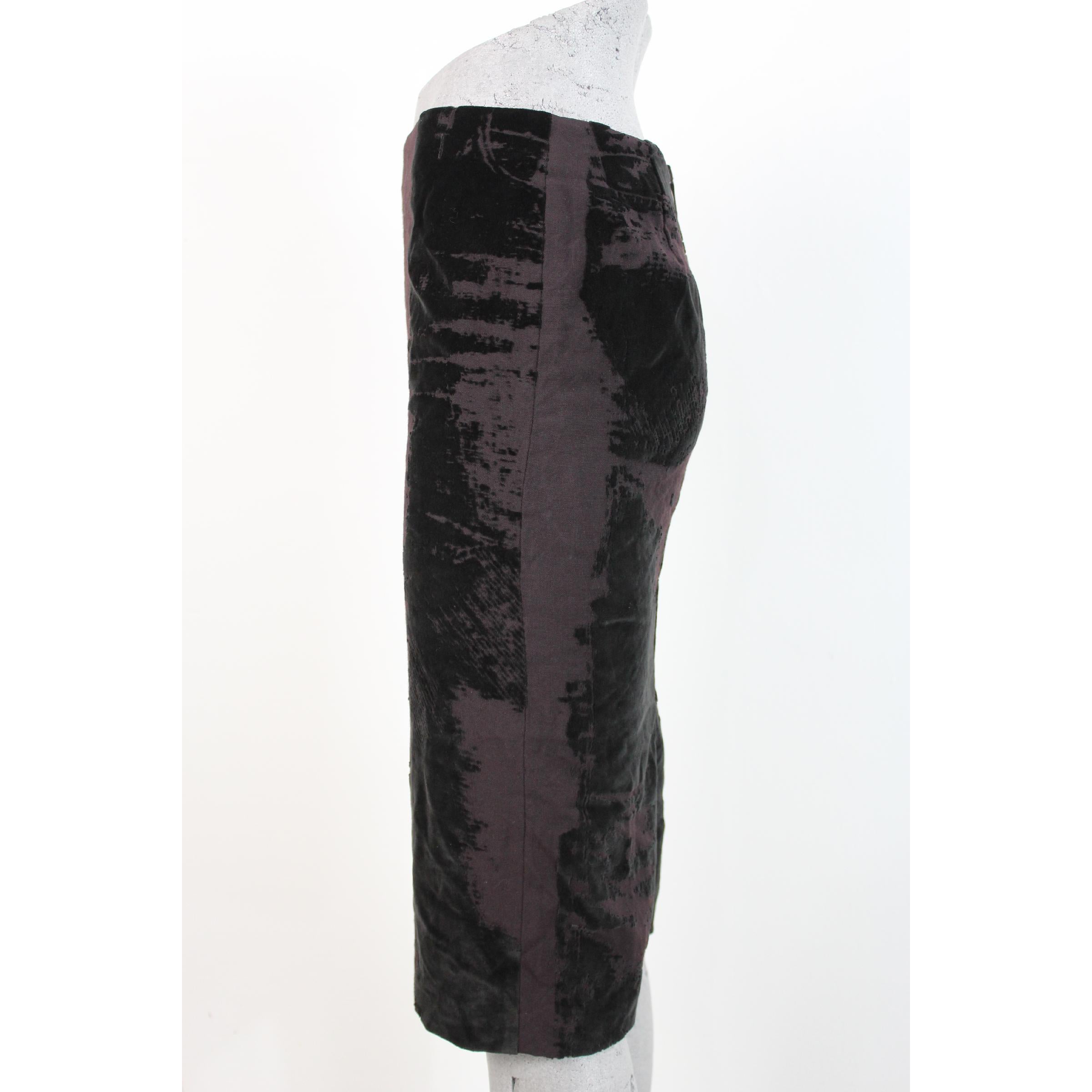 Women's 1990s Jean Paul Gaultier Black Brown Wool Knee Length Pencil Skirt