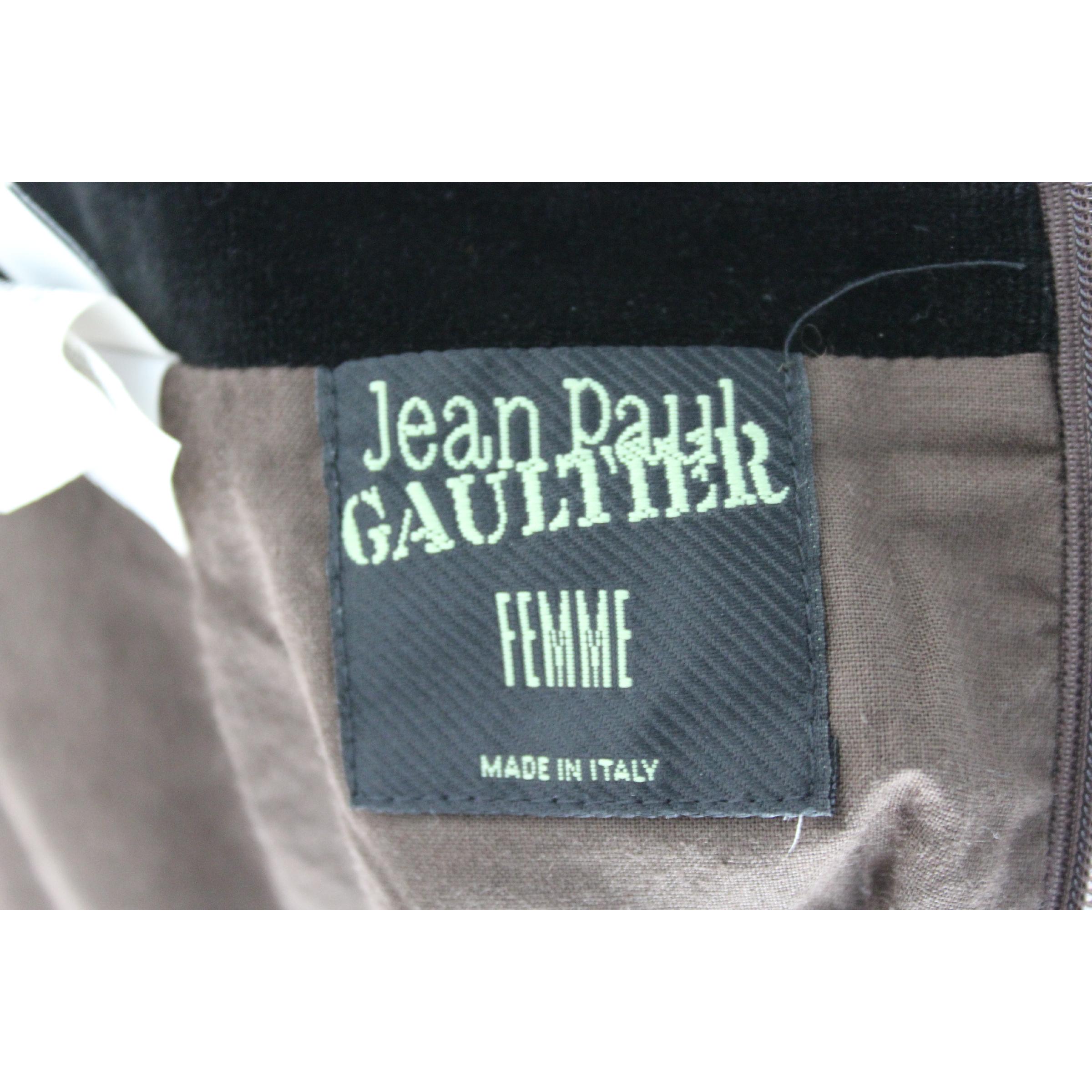 1990s Jean Paul Gaultier Black Brown Wool Knee Length Pencil Skirt 3