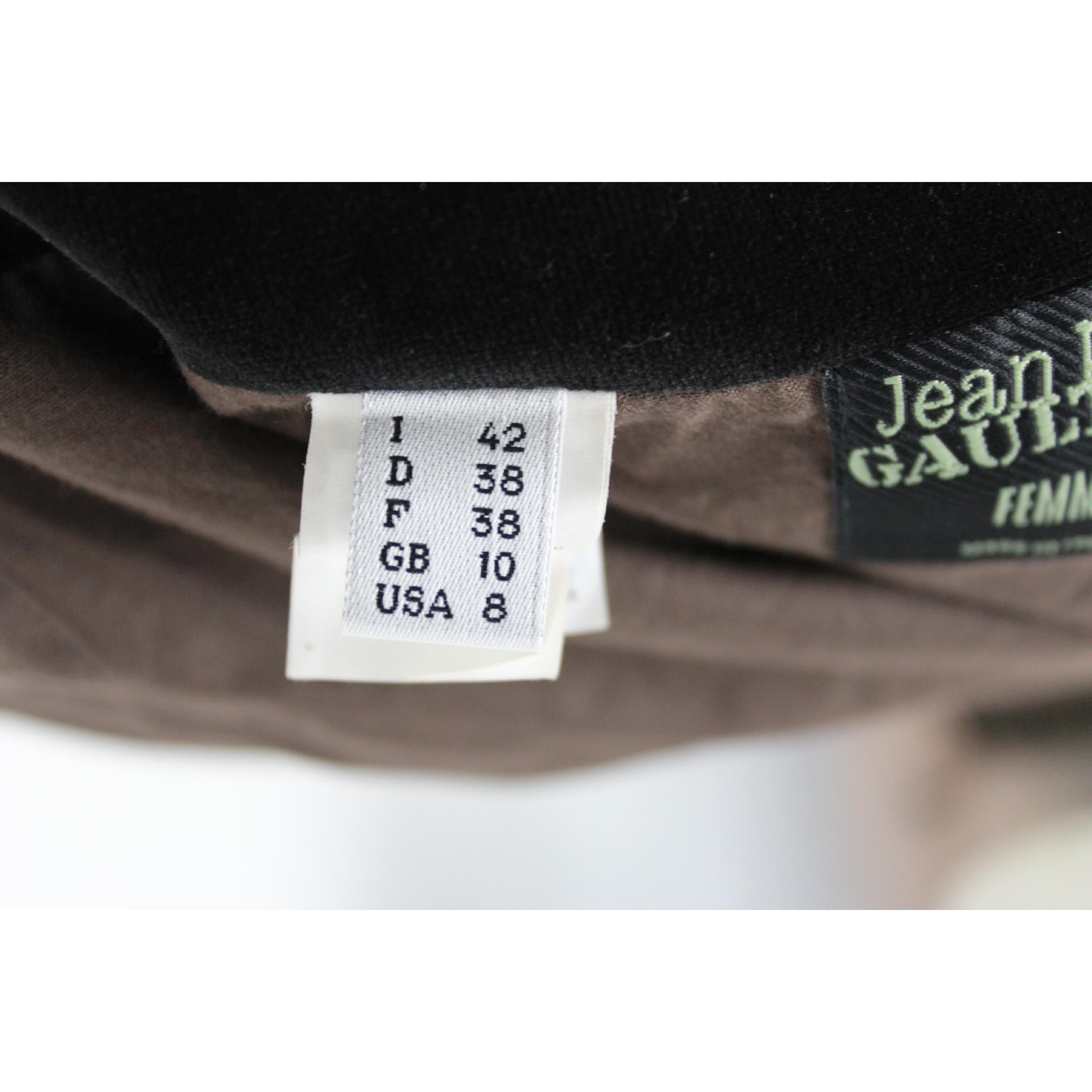 1990s Jean Paul Gaultier Black Brown Wool Knee Length Pencil Skirt 4