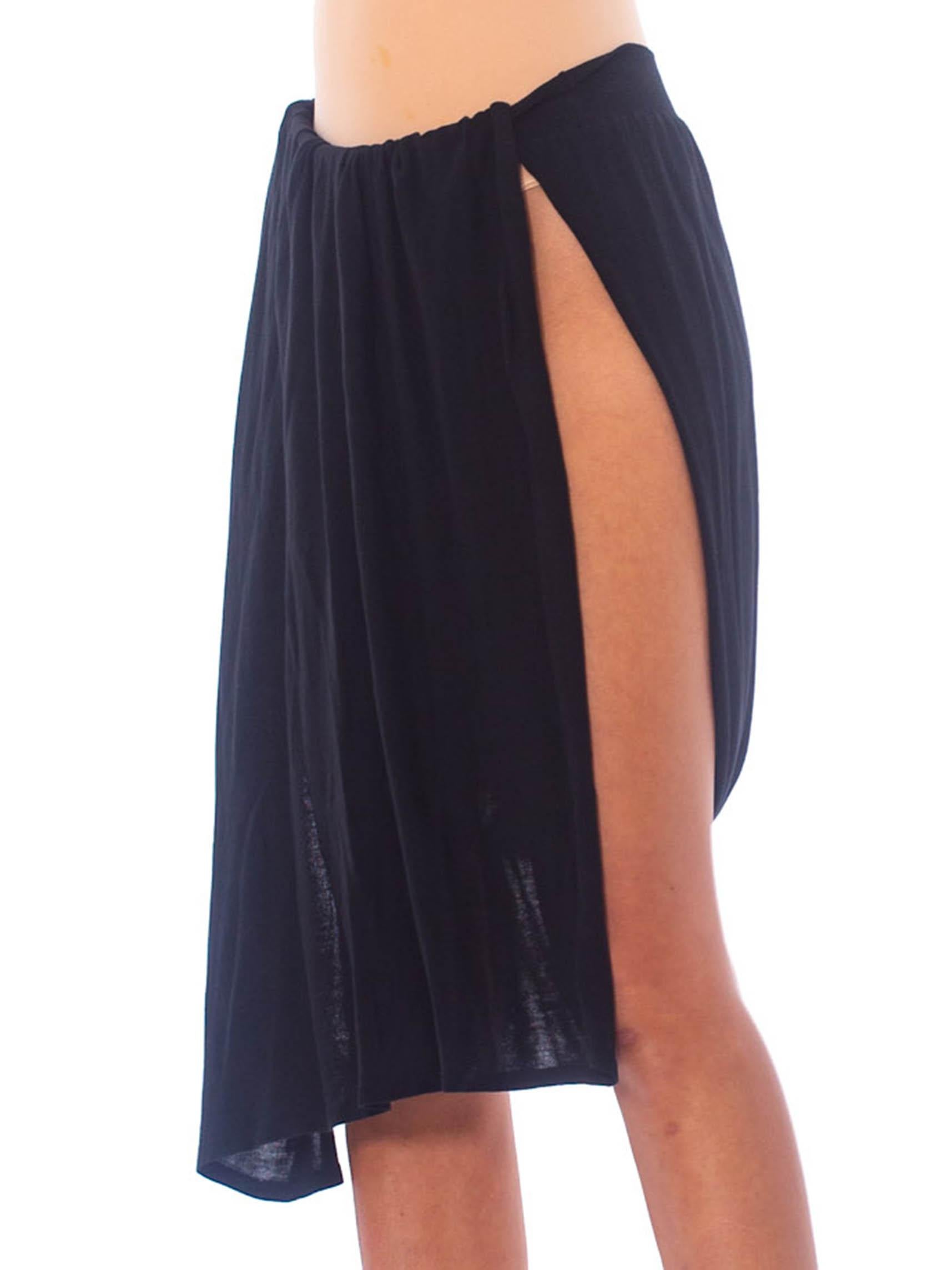 1990S JEAN PAUL GAULTIER Black Cotton Knit Sarong Skirt For Sale 1