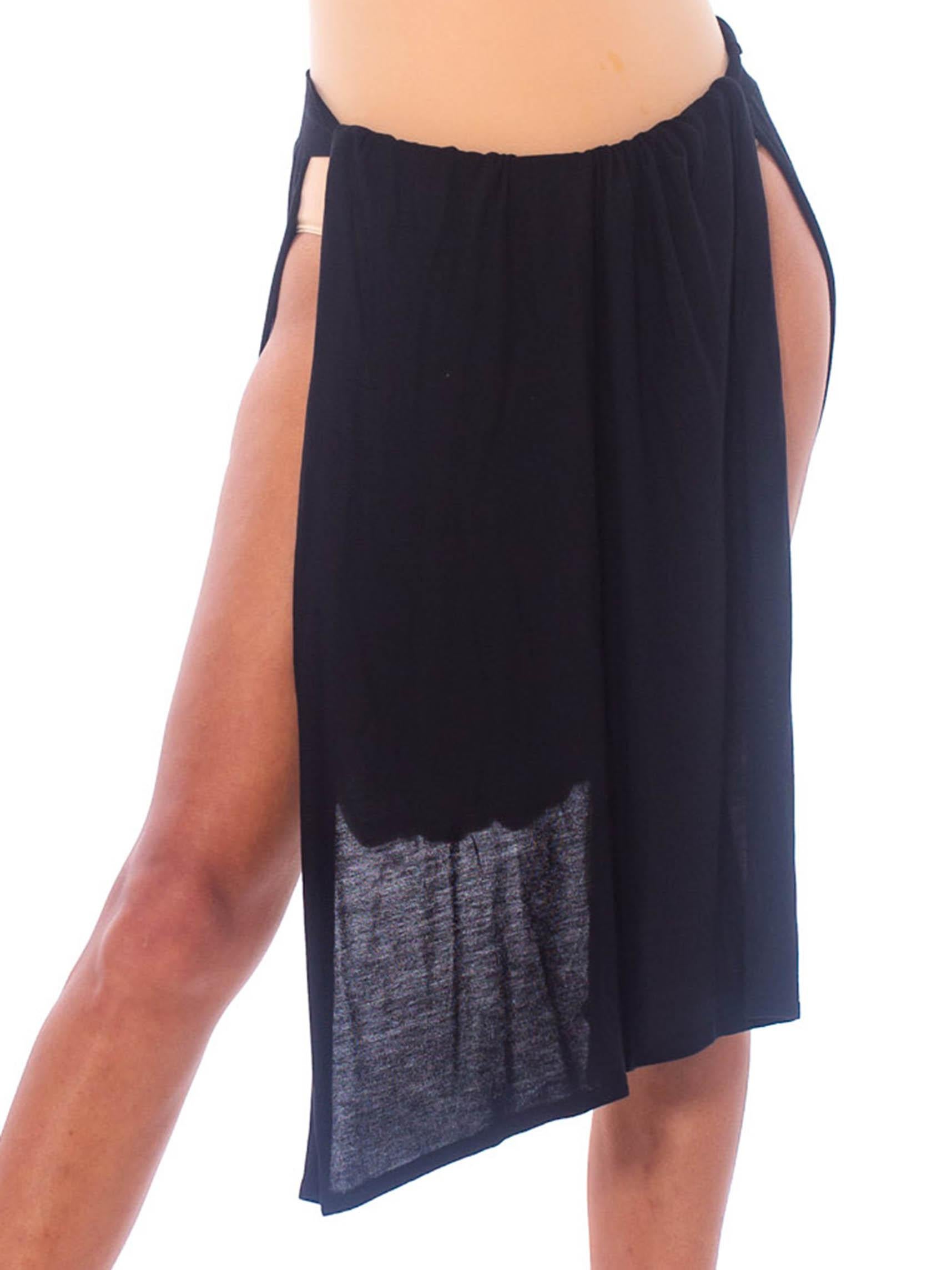 1990S JEAN PAUL GAULTIER Black Cotton Knit Sarong Skirt For Sale 2