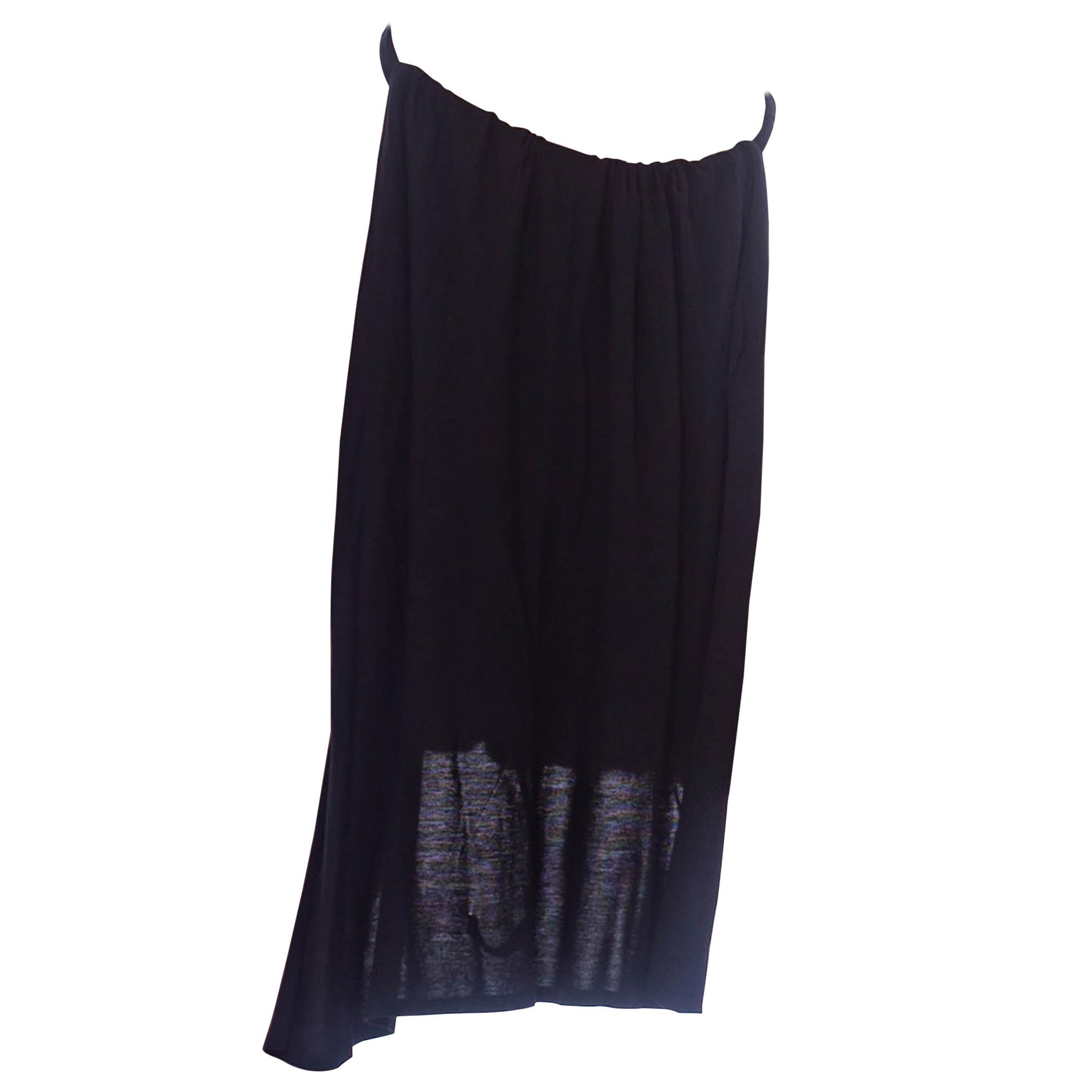 1990S JEAN PAUL GAULTIER Black Cotton Knit Sarong Skirt For Sale