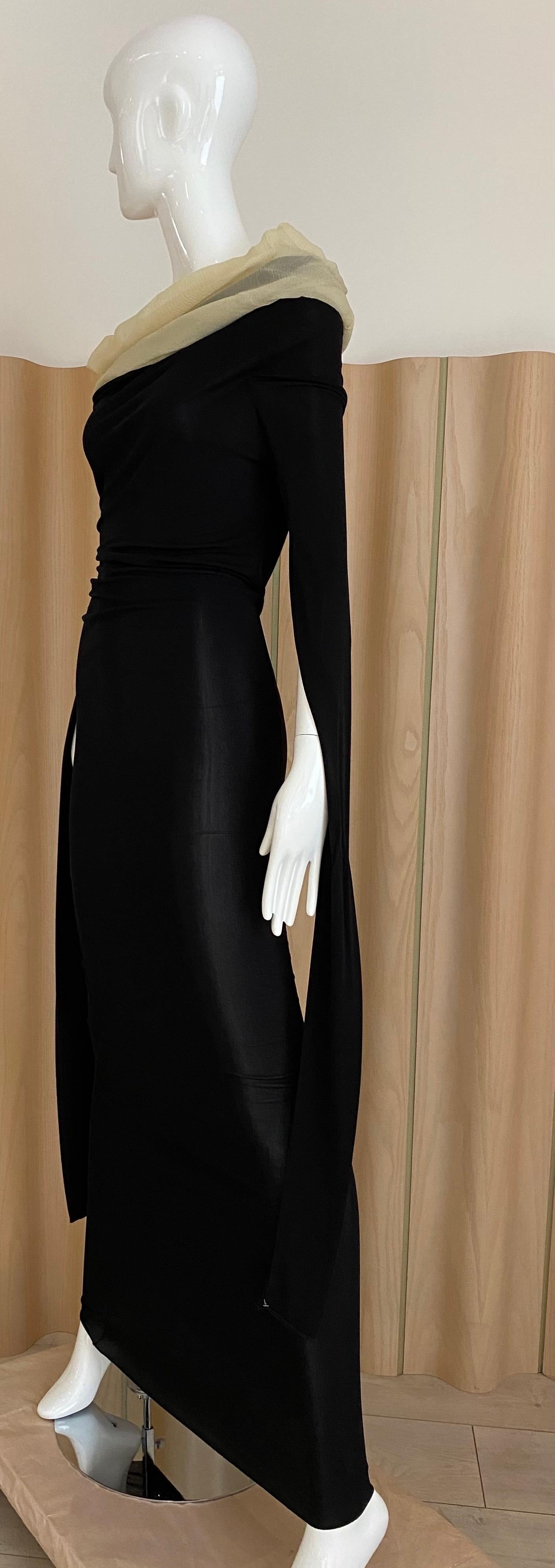 1990s Jean Paul Gaultier Black Knit Dress with Cut Out Sleeves 4