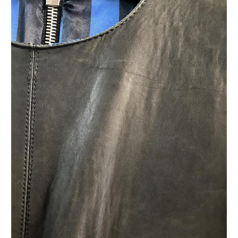 1990s Jean Paul Gaultier black leather long jacket For Sale at 1stDibs