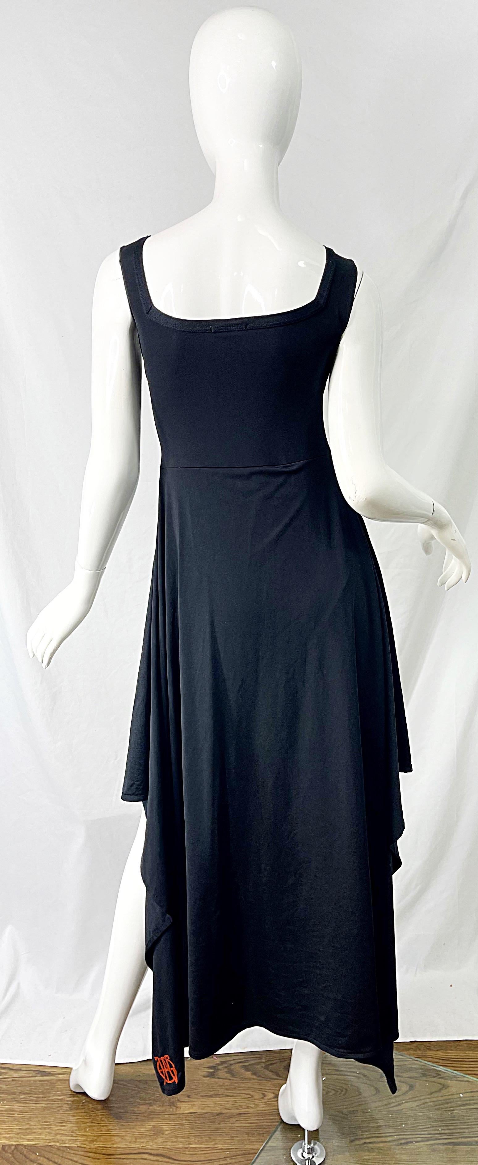 Jean Paul Gaultier - Robe moulante asymétrique noire avec logo, années 1990 en vente 9