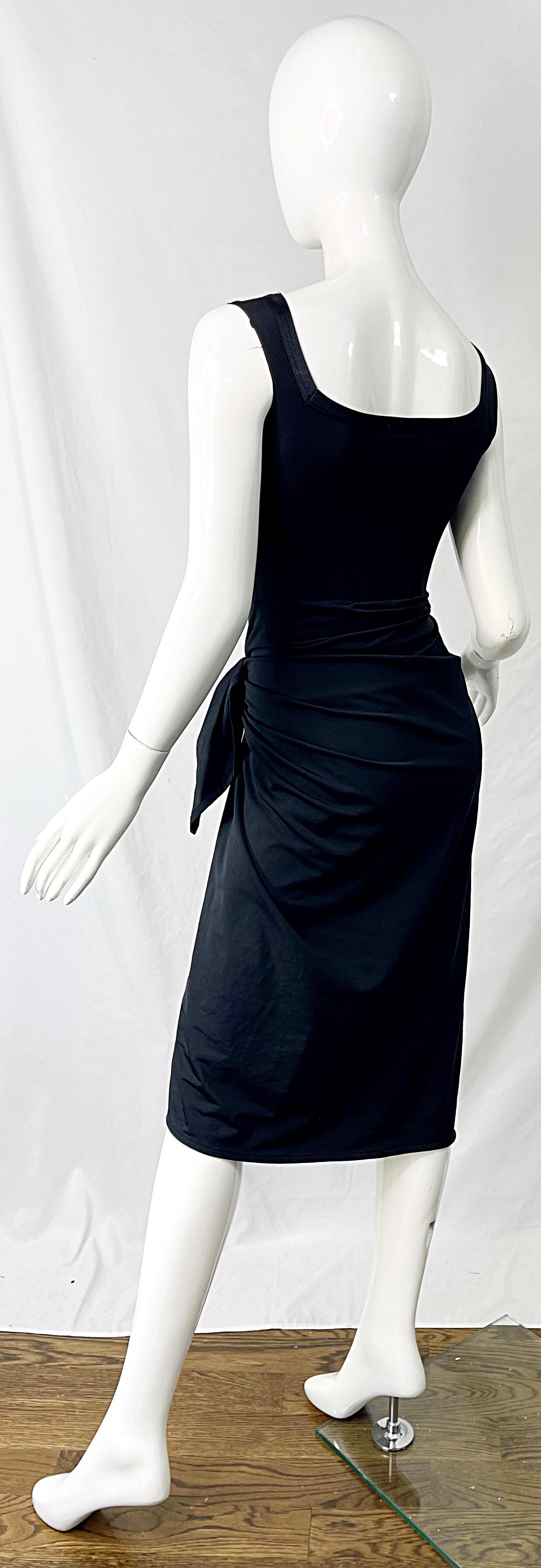 1990s Jean Paul Gaultier Black Logo One Piece Bodysuit Wrap 90s Dress For Sale 9